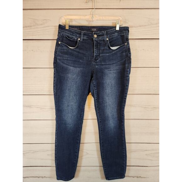 Nydj Women's Blue Solid Stretch Liftxtuck Mid Rise Ankle Ami Skinny Jeans Size 8 - Picture 1 of 8